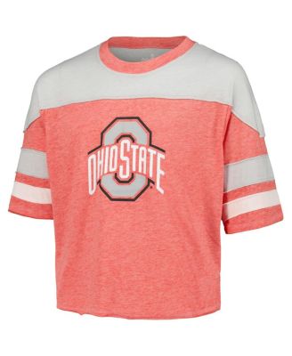 Girls Scarlet Ohio State Buckeyes Sunday Friday Sleeve Stripe Jersey T-Shirt