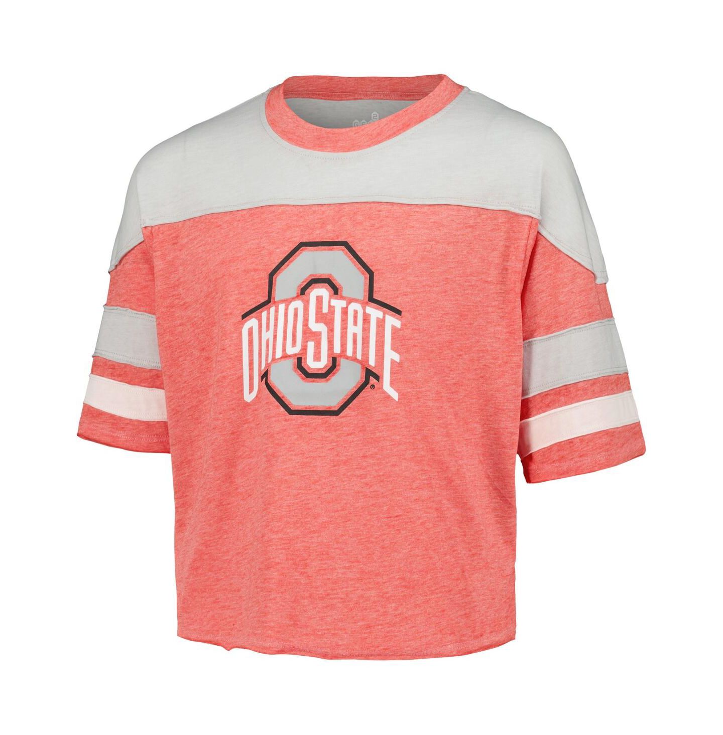Футболка Outerstuff Scarlet Ohio State Buckeyes Sunday Friday Sleeve Stripe Jersey для девочек — фото 2