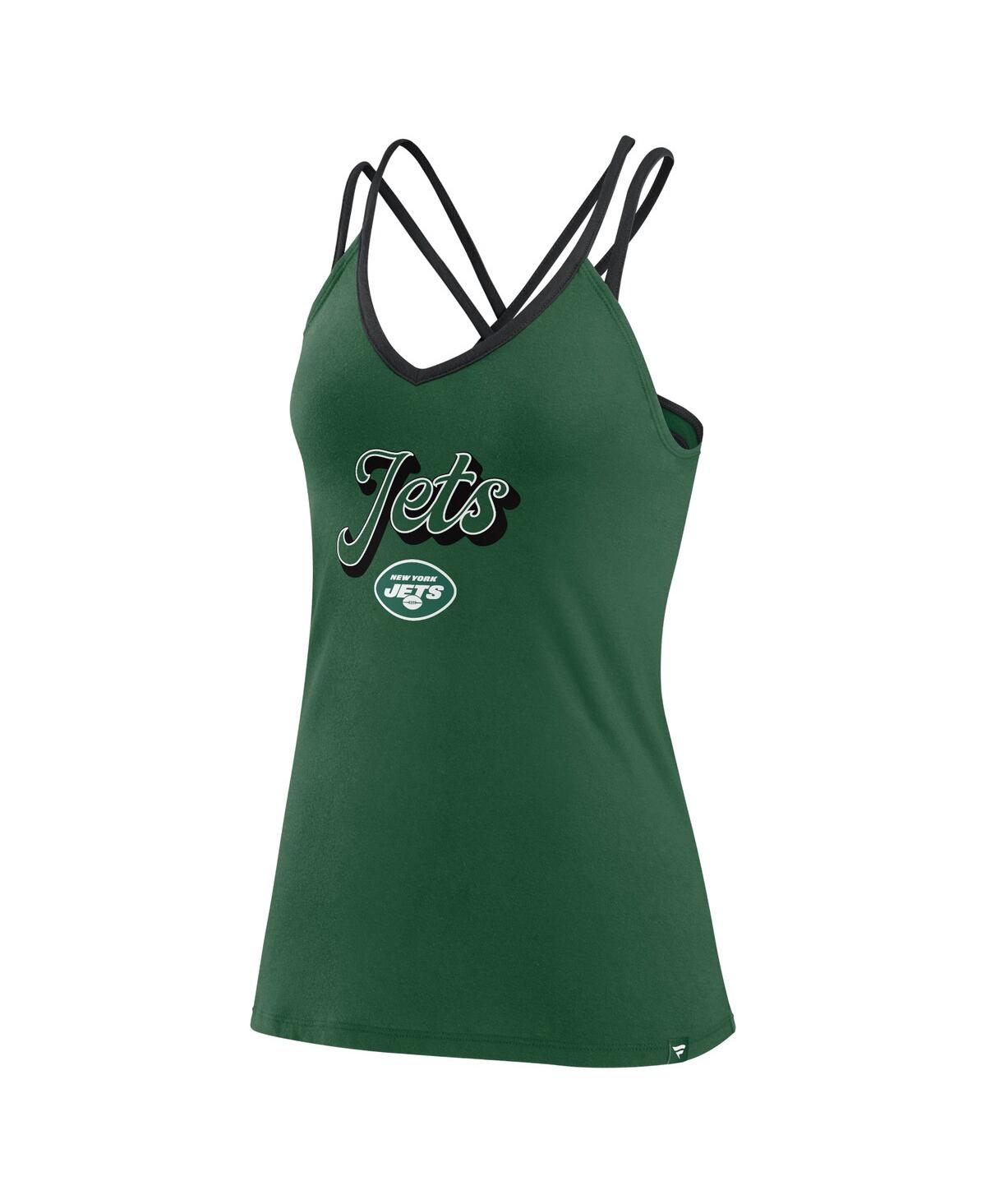 Fanatics Women's Green New York Jets Go For It Strappy Crossback Tank Top In Green,black