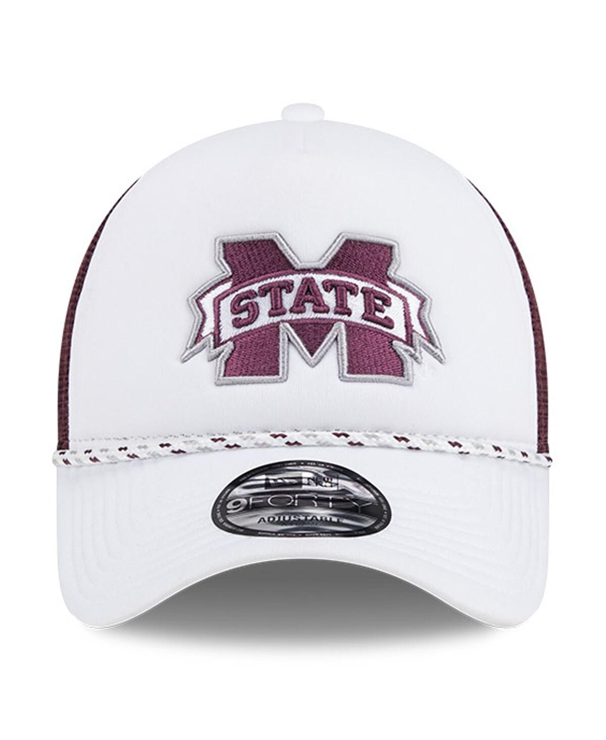New Era Men'sMaroon Mississippi State Bulldogs Court Sport Foam A-Frame 9FORTY Adjustable Trucker Hat - White, Maroon