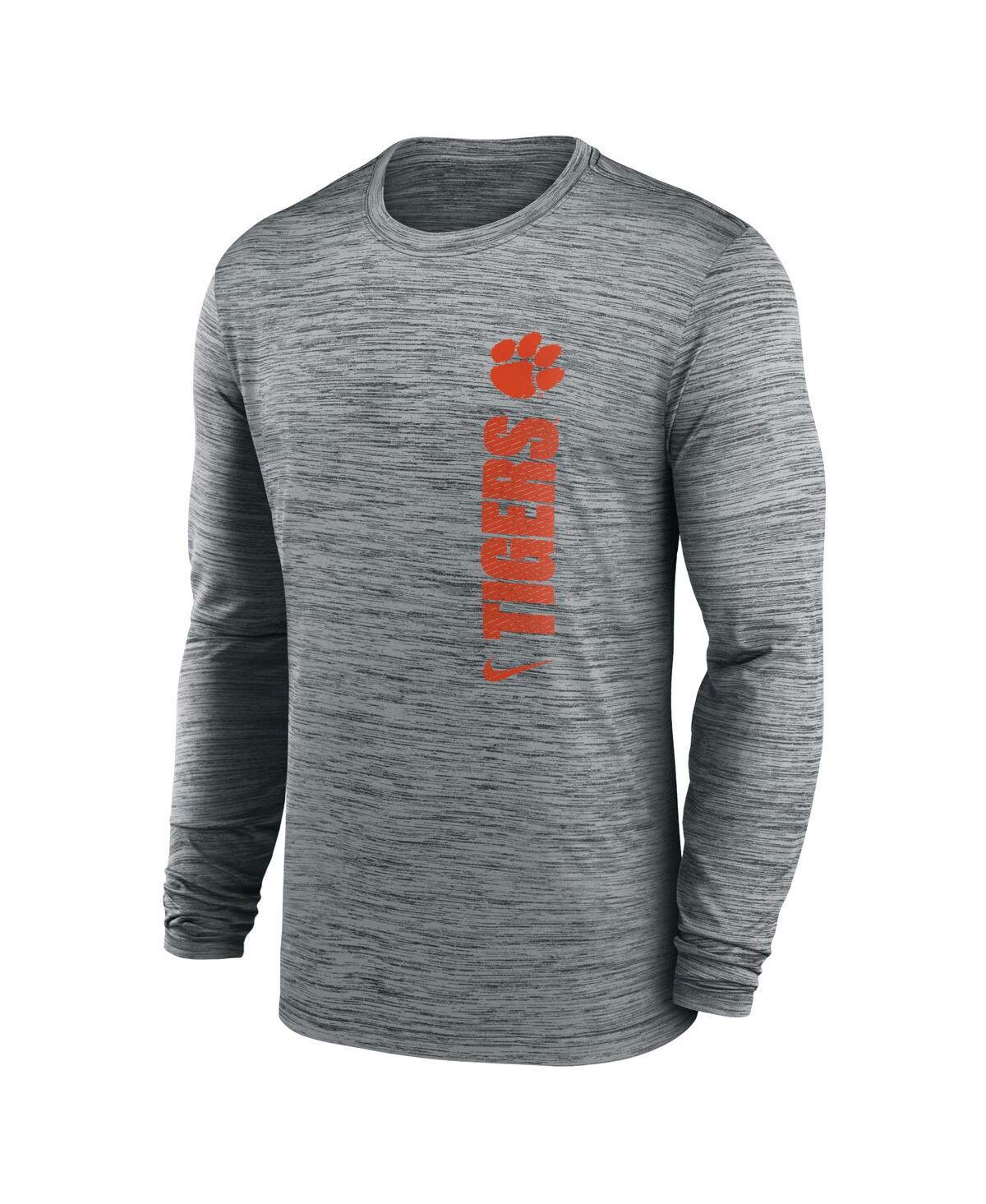 Nike Men's Heather Gray Clemson Tigers 2024 Sideline Velocity Performance Long Sleeve T-shirt In Heather Gray