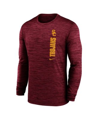 Men's Cardinal USC Trojans 2024 Sideline Velocity Performance Long Sleeve T-Shirt