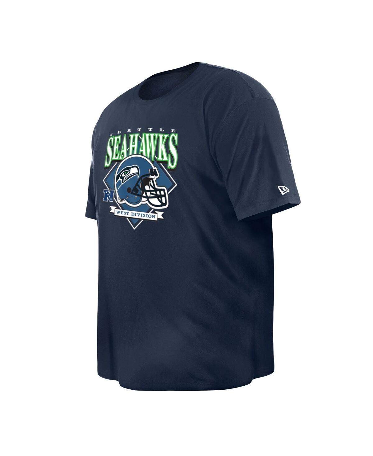 NEW ERA MEN'S COLLEGE NAVY SEATTLE SEAHAWKS BIG TALL HELMET HISTORIC MARK T-SHIRT 