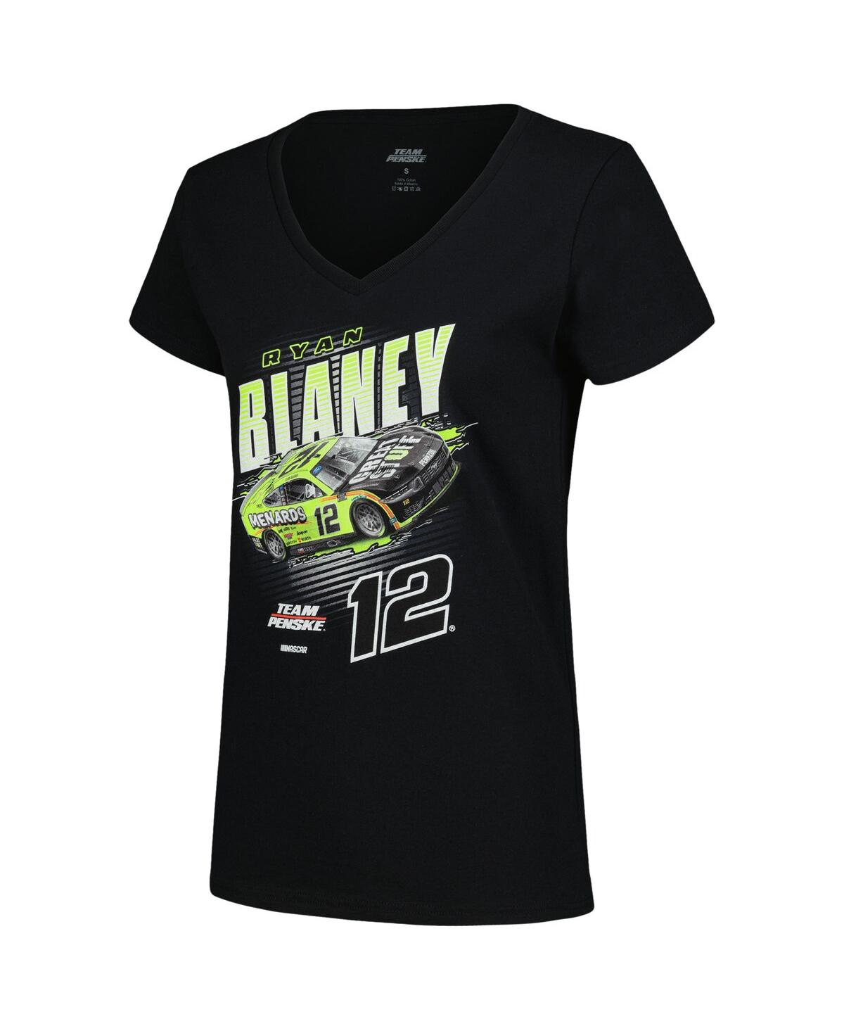 Team Penske Women'sRyan Blaney Menards Racer V-Neck T-Shirt - Black