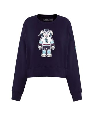 Women's Deep Sea Blue Seattle Kraken Mascot Crewneck Pullover Sweatshirt