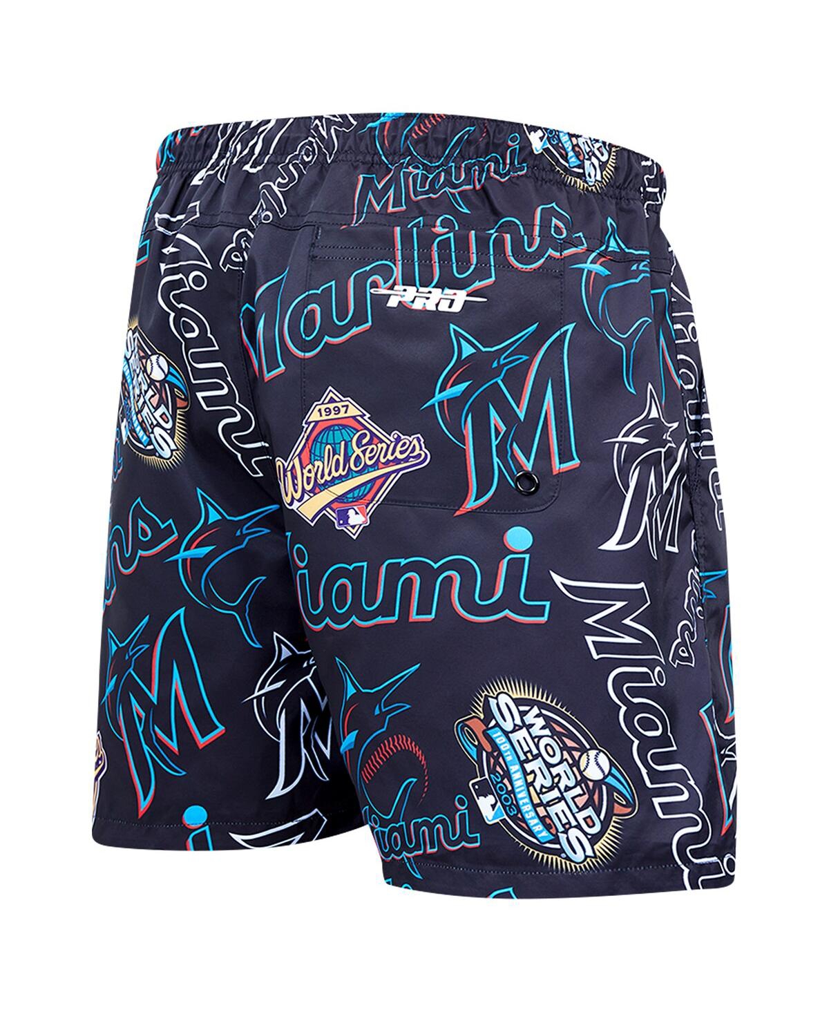Pro Standard Men'sMiami Marlins Toss Logo Woven Shorts - Black