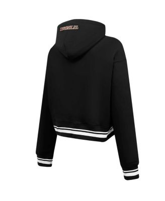 Women's Black Florida State Seminoles Script Tail Fleece Cropped Pullover Hoodie