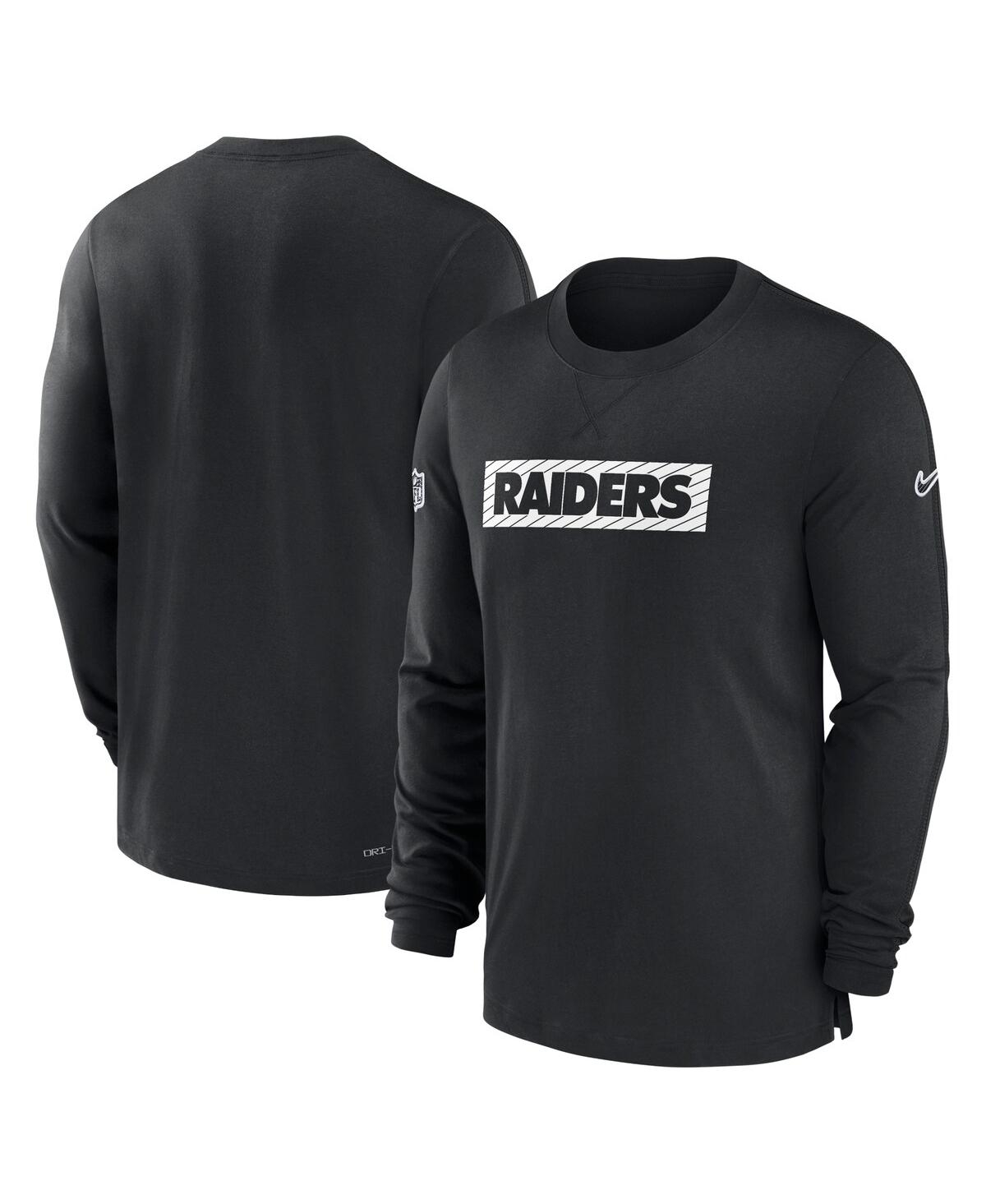 Nike Men's Black Las Vegas Raiders Sideline Player Performance Long Sleeve T-shirt In Black