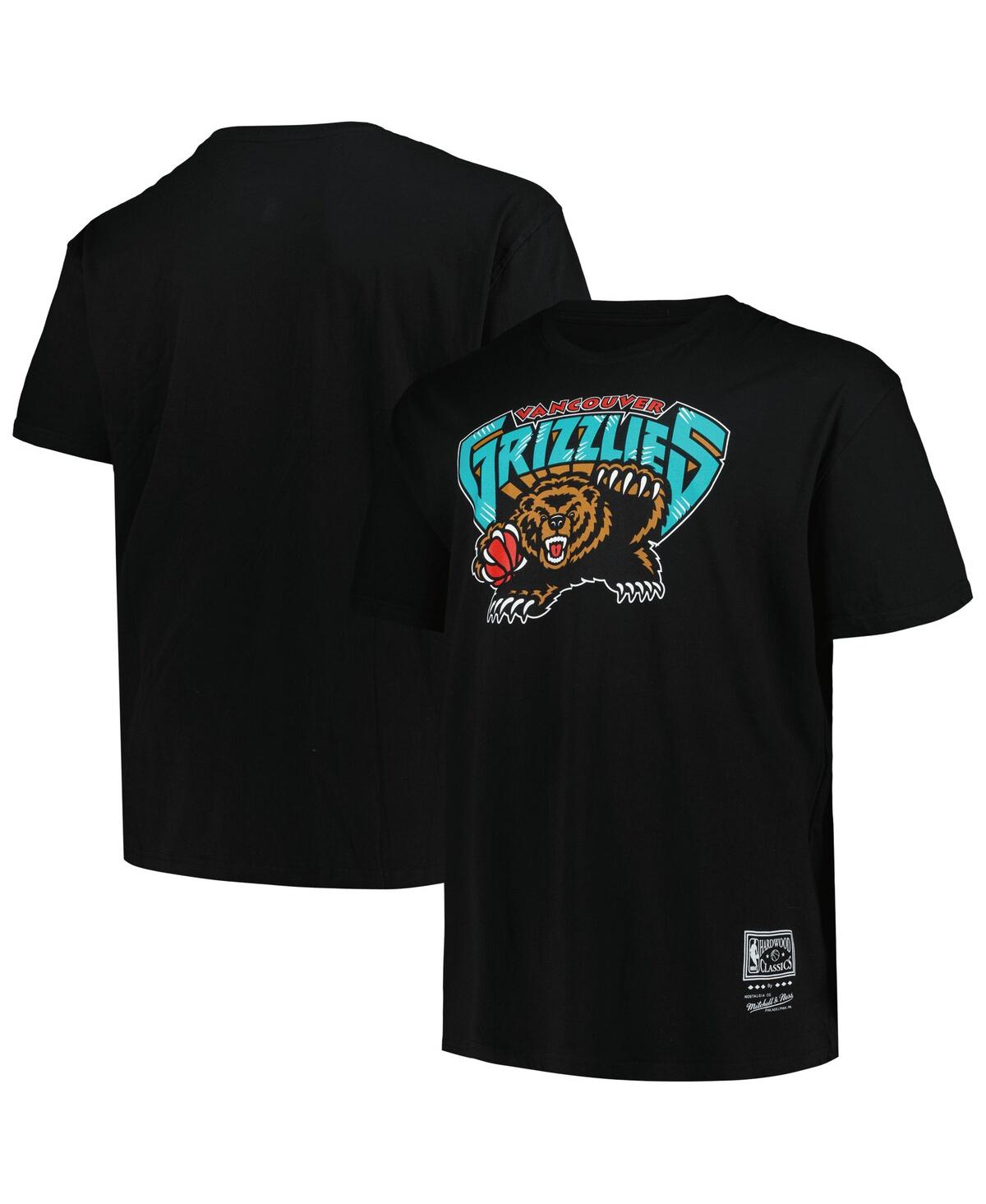 MITCHELL & NESS MEN'S BLACK VANCOUVER GRIZZLIES BIG TALL HARDWOOD CLASSICS VINTAGE LOGO T-SHIRT 