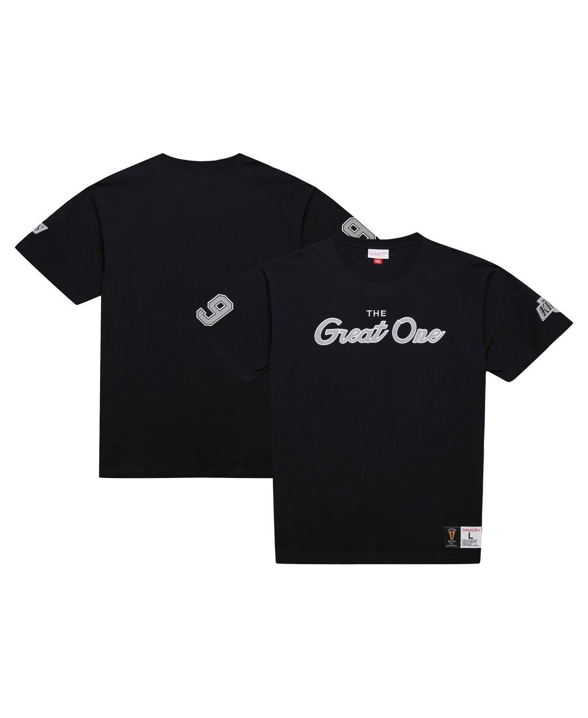 Mitchell & Ness Men's Wayne Gretzky Black Los Angeles Kings Premium Nickname Vintage Logo T-Shirt - Black