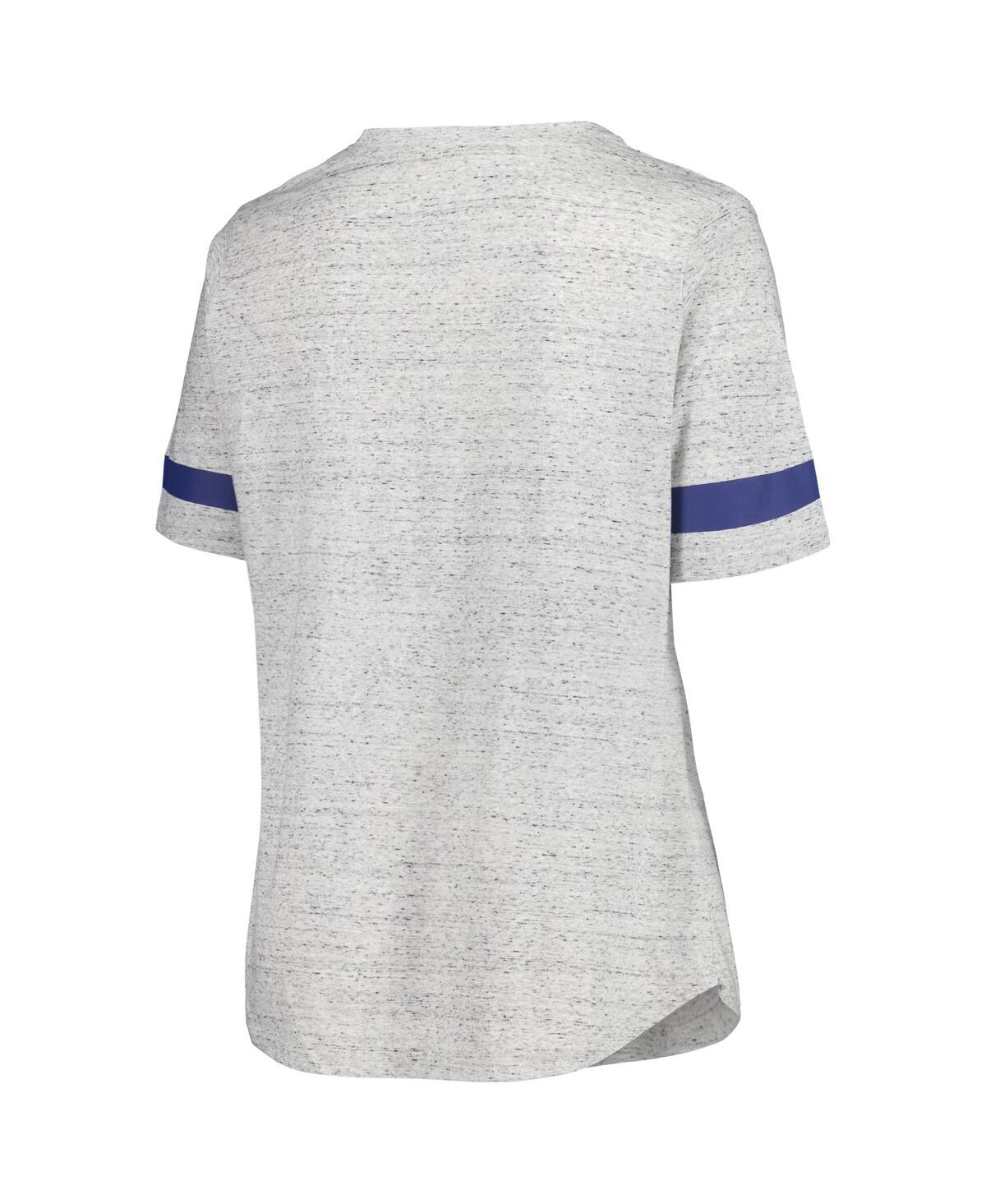 Fanatics Women's Heather Gray Tampa Bay Lightning Plus Size Lace-up T-shirt In Heather Gray,royal