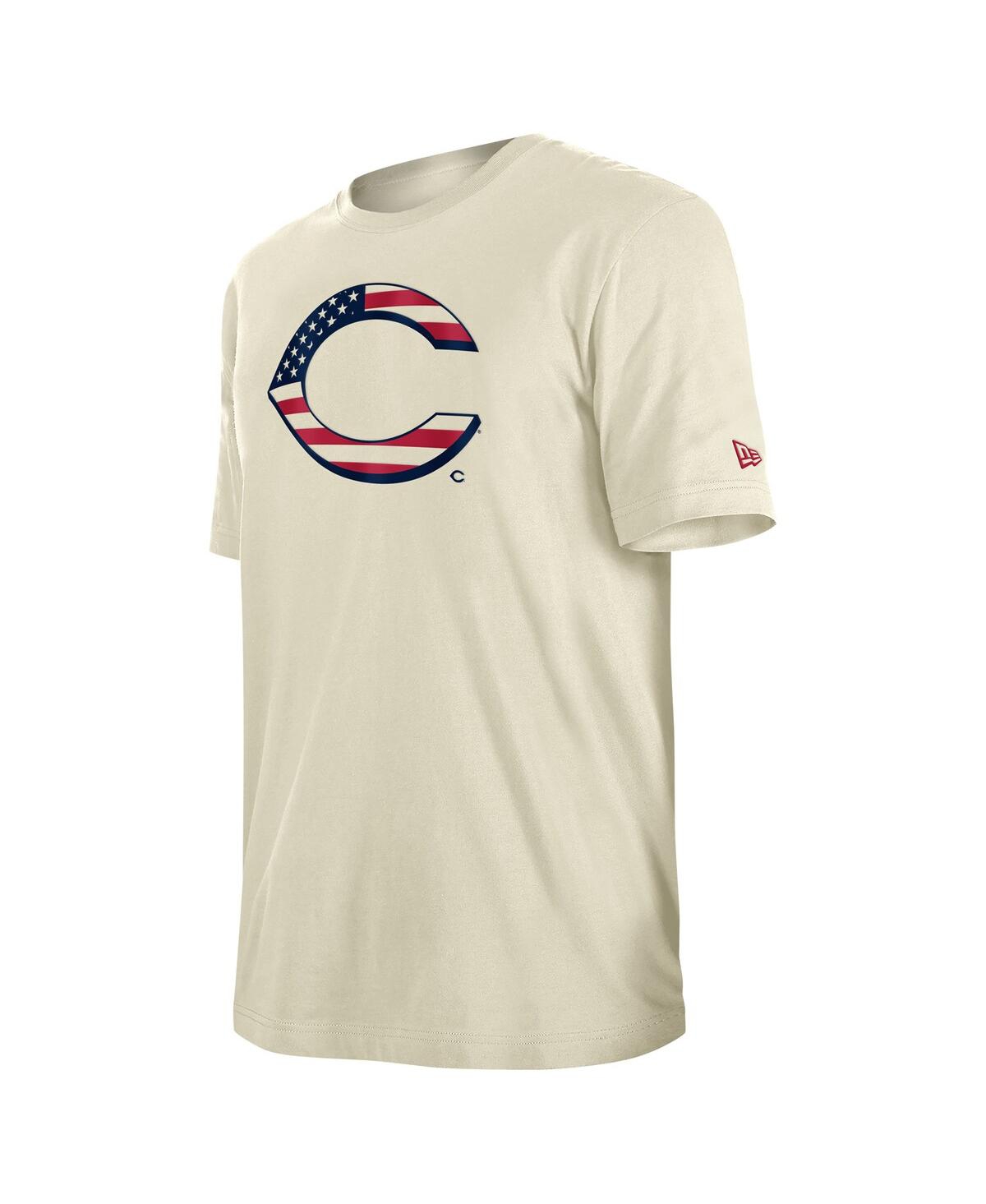 NEW ERA MEN'S CREAM CINCINNATI REDS 4TH OF JULY FLAG FILL T-SHIRT 