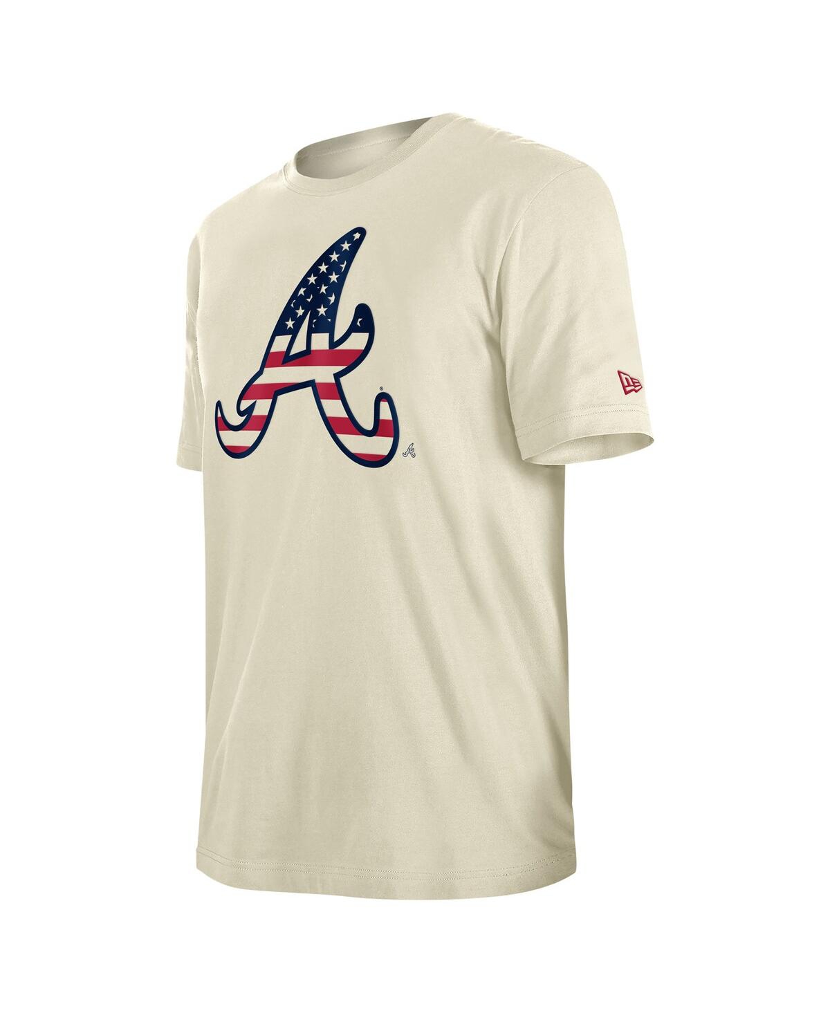 New Era Men'sAtlanta Braves 4th of July Flag Fill T-Shirt - Cream