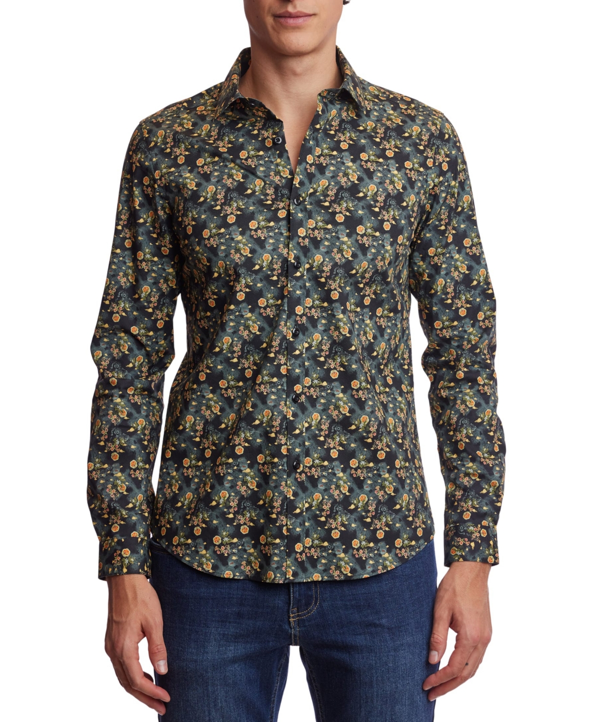 Men's Samuel Slim-Fit Floral Button-Down Shirt - Night Garden