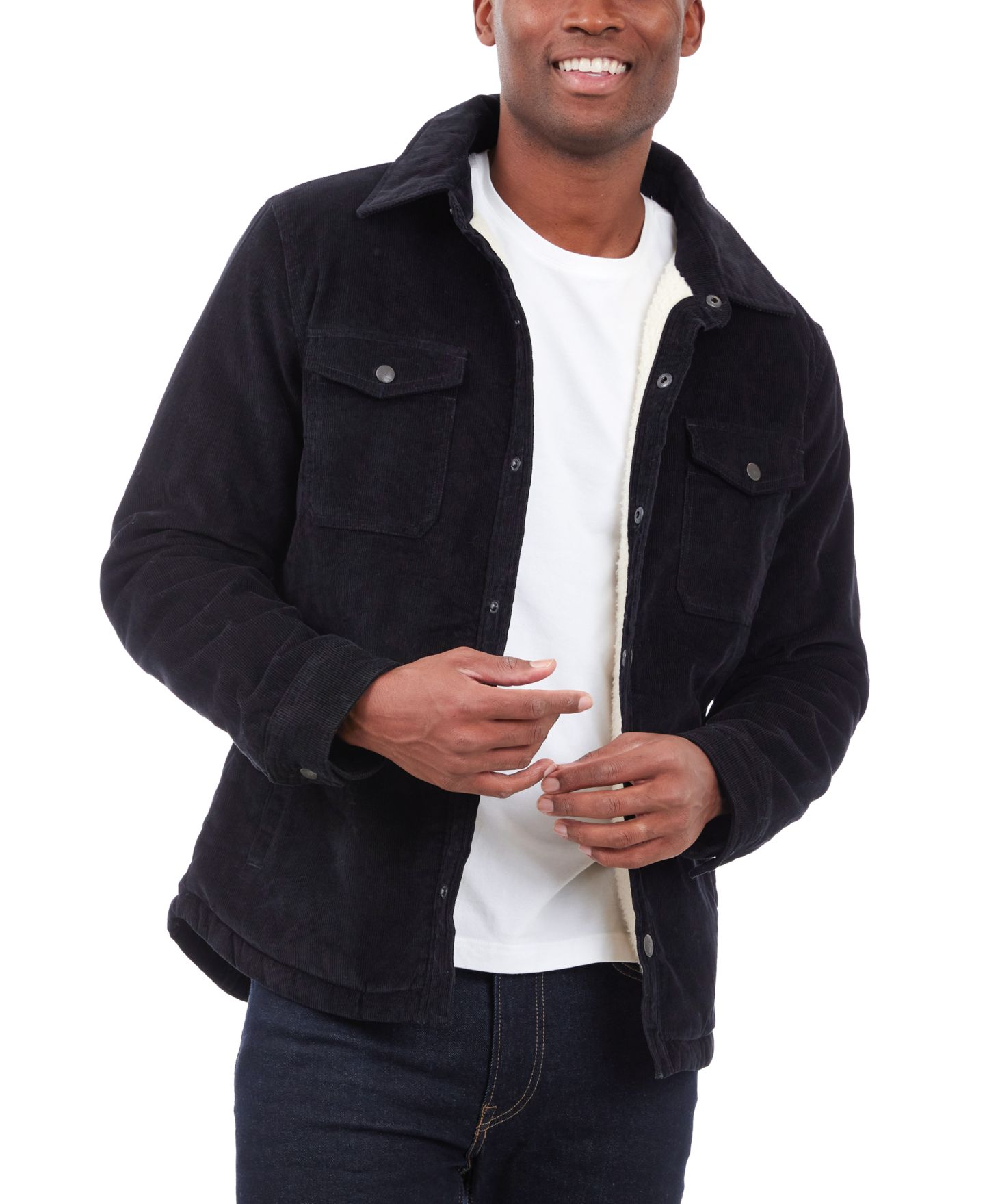 Мужская куртка Lucky Brand Corduroy Shirt Jacket, цвет: Чёрный — фото 4