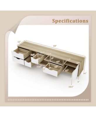 TV Stand for TVs up to 65" with Storage 5 Drawers & 3 Open Shelves for Bedroom