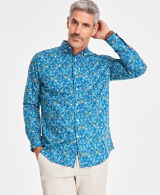 Club Room Men's Floral Poplin Long-Sleeve Button-Down Shirt, Created for  Macy's - Macy's