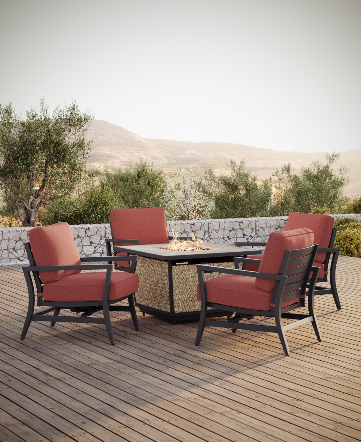 Astaire Outdoor 5-Pc. Chat Set (1 Fire Pit & 4 Rocker Chairs), Created for Macy's
