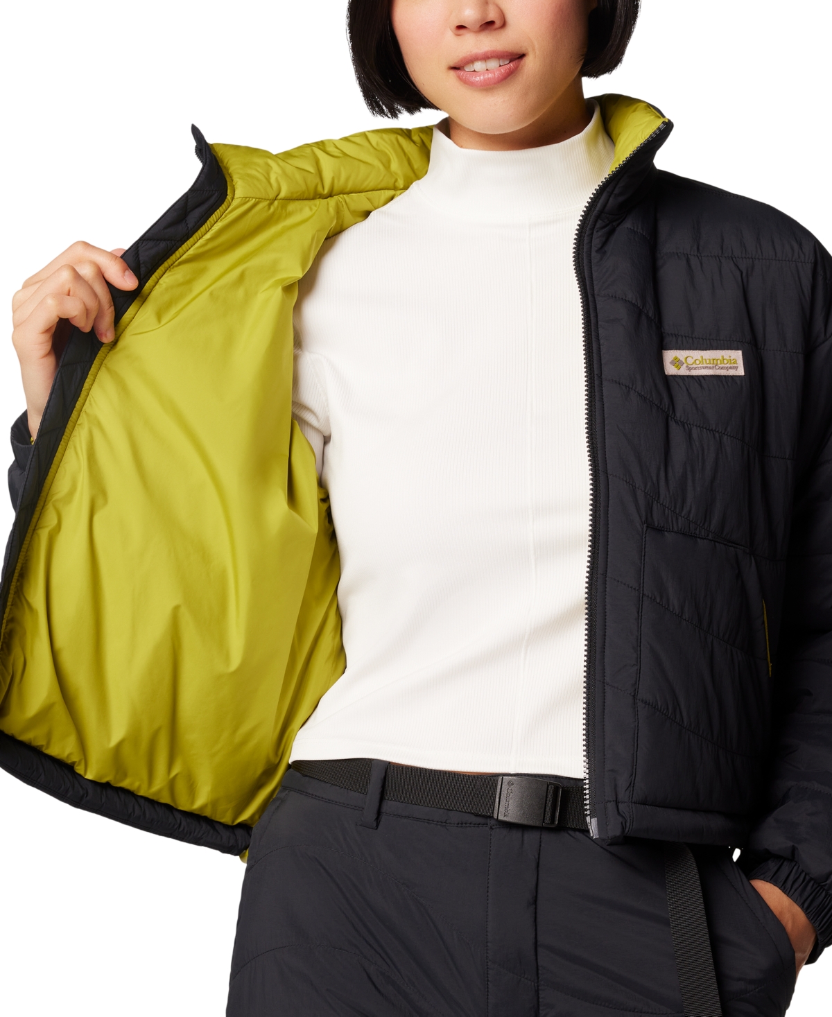 Shop Columbia Women's Wallowa Insulated Cropped Stand-collar Jacket In Black
