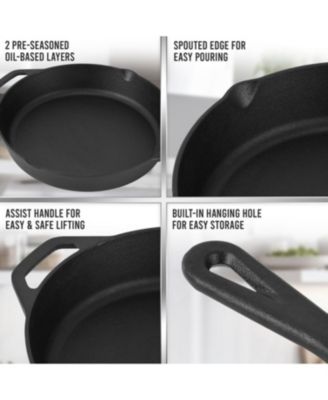 cast iron 12 InchHeavy Duty Pre-Seasoned Pan - Grill, Stovetop, Induction, Oven & Campfire Safe