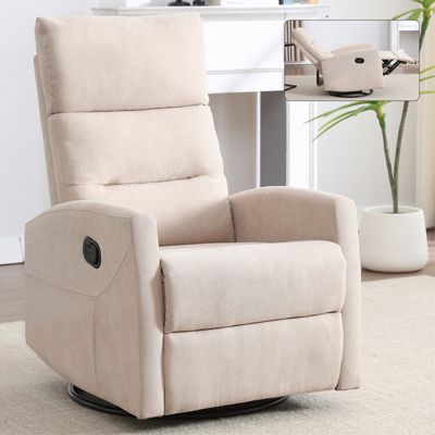 Manual Recliner Chair with Rocker and Swivel in Fabric, Upholstered Accent Chair for Living Room
