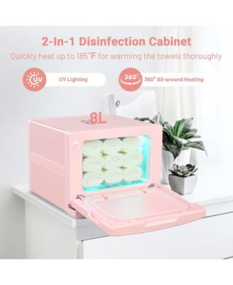 Yescom 8L Pink Towel Warmer Cabinet 2-in-1 Facial Towel Heater Compact Facial Towel Heater With UV Sterilizer Spa Nail Salon