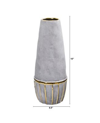 Regal Stone Decorative Vase with Gold Accents