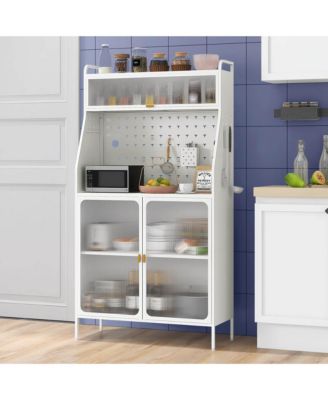 5-tier Metal Kitchen Bakers Rack with Pegboard 8 Hooks 5-position Adjustable Shelf