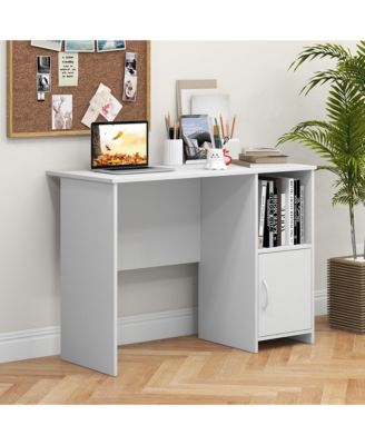Modern Computer Desk with Cabinet Cable Holes & Open Shelf Storage for Home Office