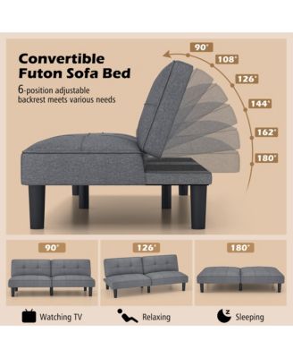 Convertible Folding Futon Sofa Bed with 6-Position Adjustable Backrest Cushion