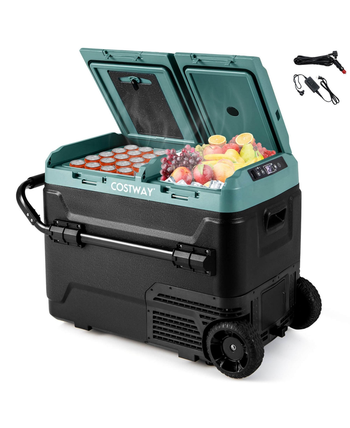 Costway Dual Zone 12V Car Refrigerator 64QT Portable Compressor Fridge Freezer (-4 68 )