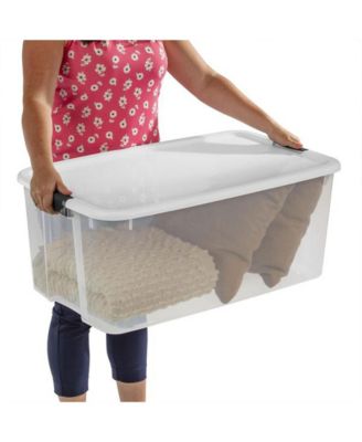 116 Quart Clear Stackable Latching Storage Box Containers, 4 Pack