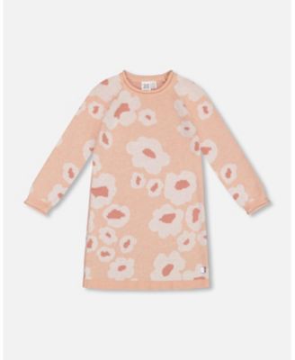Deux par Deux Big Girls Jacquard Retro Flower Knit Dress Light