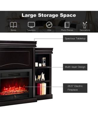 70'' Fireplace TV Stand Media W/ 28.5'' 750W/1500W Electric Fireplace