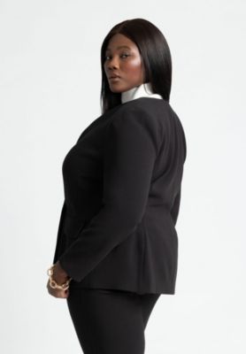 Women's Plus Size The 365 Semi Stretch Double Breast Collarless Blazer