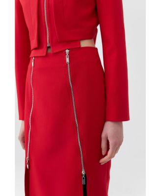 Women's Pencil Skirt with Zipper Design