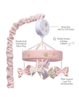 Butterfly Dreams Pink/Purple Musical Baby Crib Mobile Soother Toy