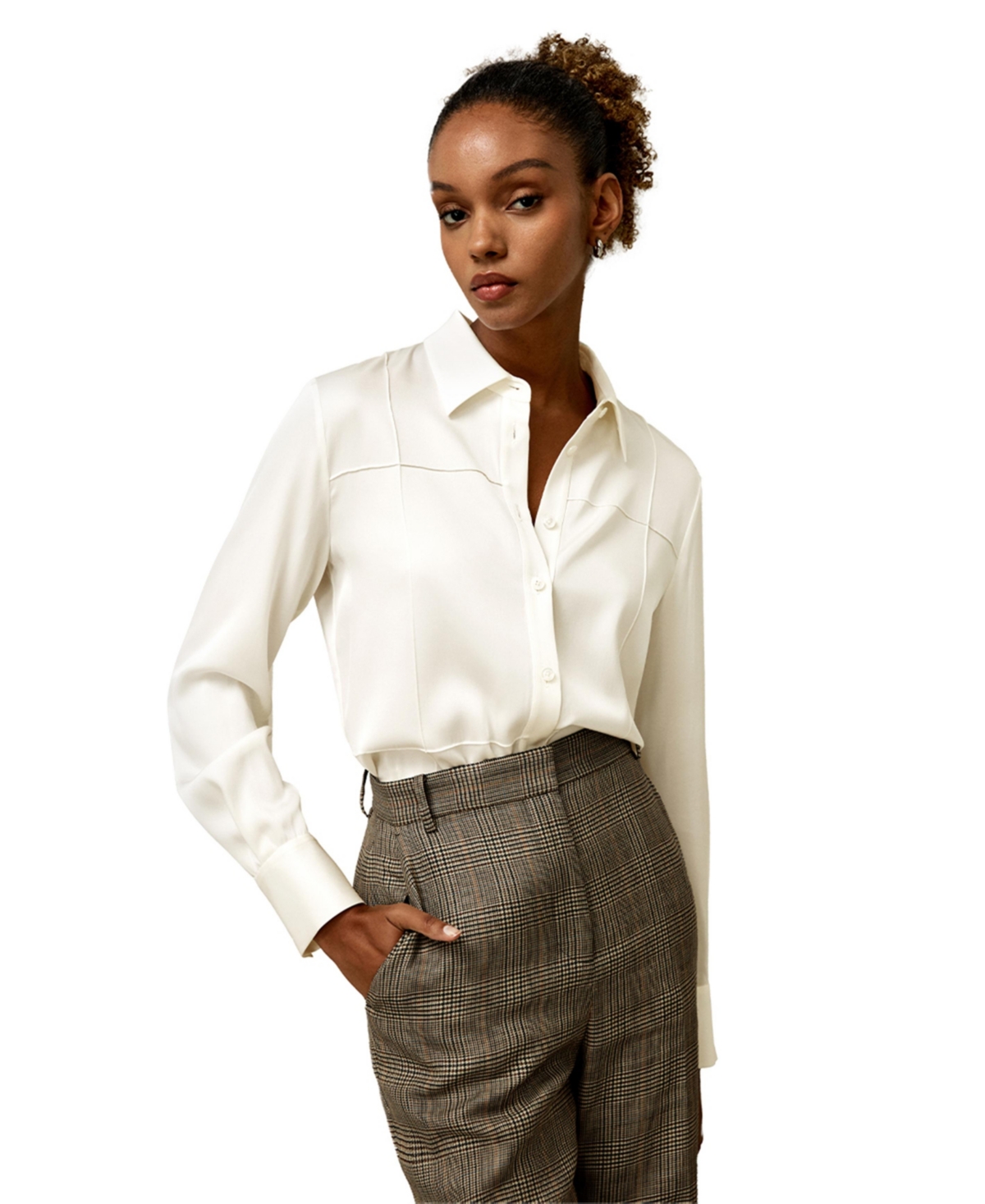 Sprezzatura Silk Blouse for Women - Natural white