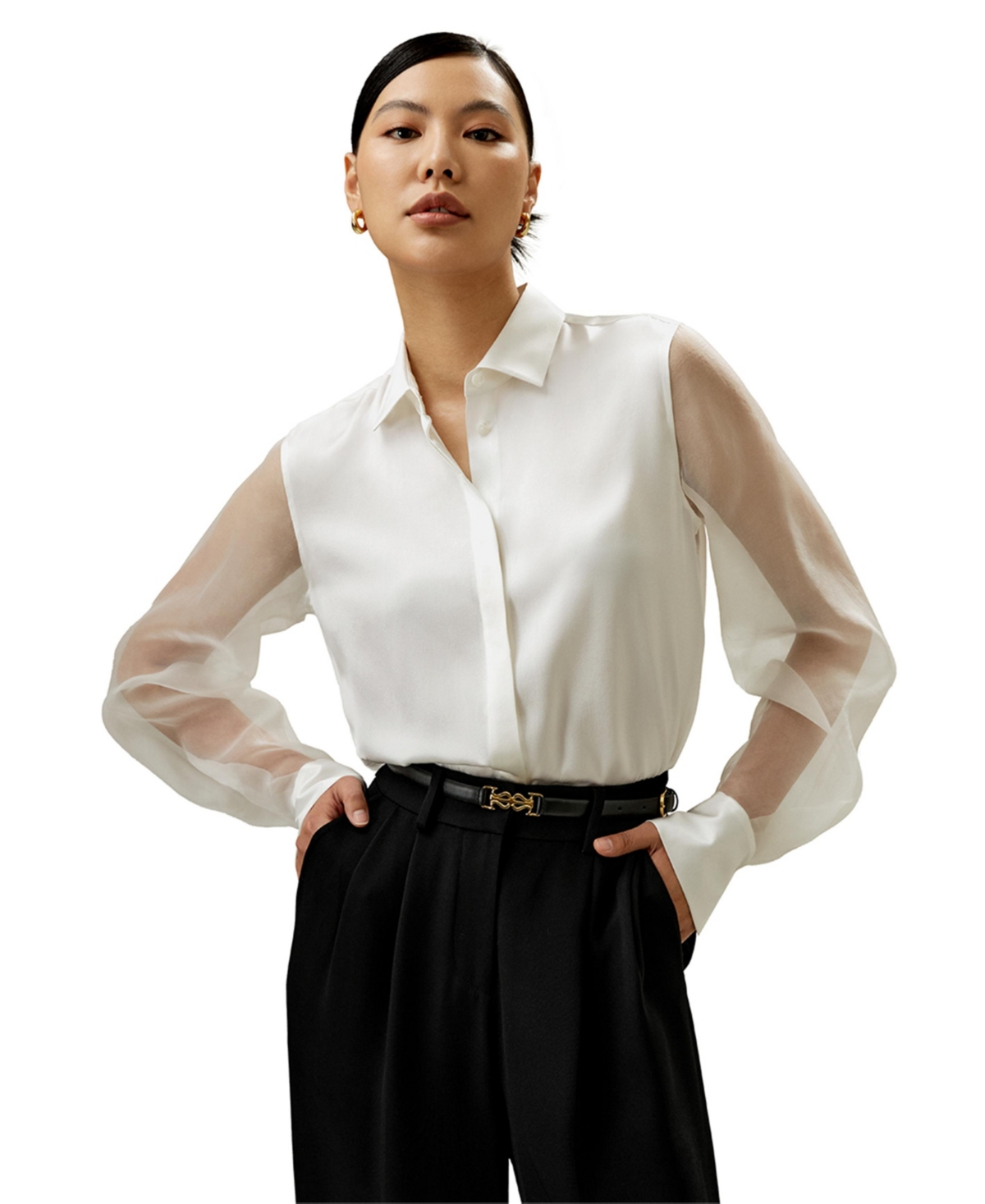 Ethereal Silk Shirt for Women - Black