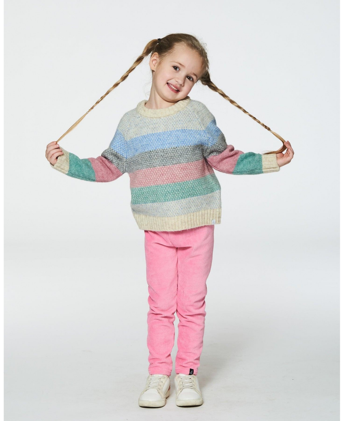 Deux par Deux Girl Horizontal Stripe Sweater Blue And Pink - Child - blue and pink