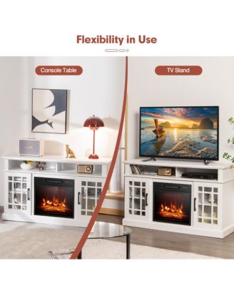 48'' TV Stand Console Cabinet w/ Fireplace Entertainment Center For Living Room Natural