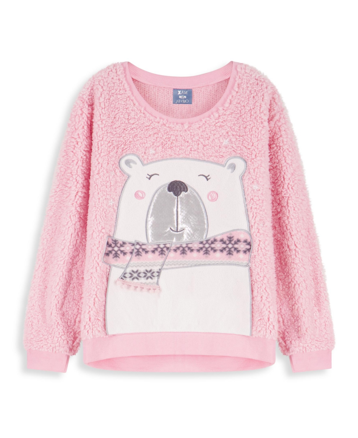 MAX & OLIVIA MAX AND OLIVIA GIRLS SHERPA TOP WITH JOGGER PANT PAJAMA 2PC SET 