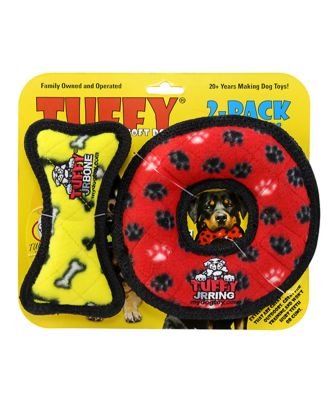 Jr Bone Yellow and Ring Red Paw 2 Pack, Dog Toy