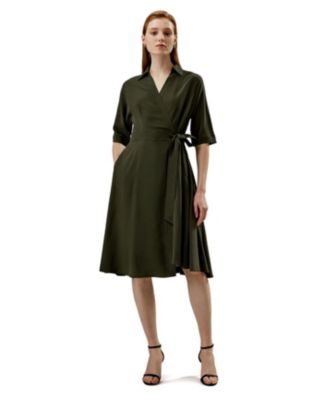 LILYSILK Women's Front Tie Wrap Silk Dress - Macy's
