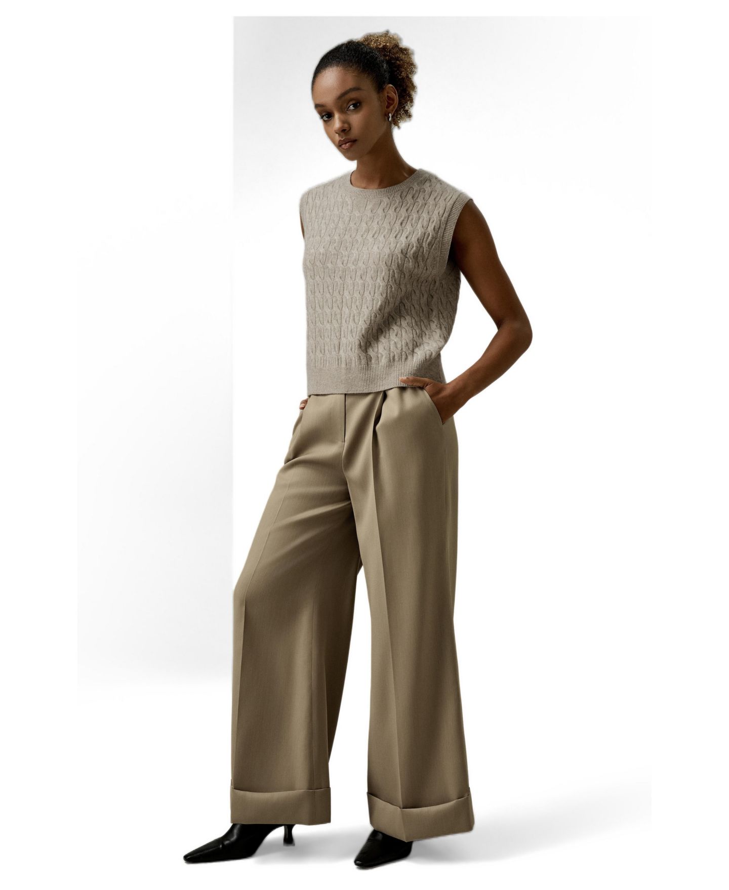 Женский жилет LILYSILK Baby Cashmere Sweater Vest, цвет: Верблюжий — фото 3