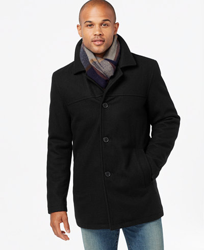 Tommy Hilfiger Men's Big & Tall Melton Peacoat with Scarf - Coats ...