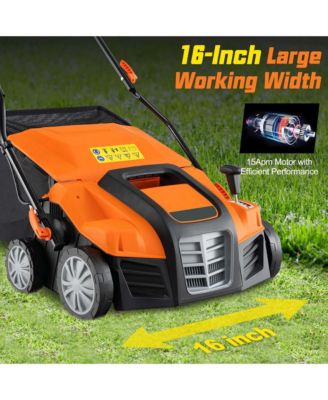 16-Inch Electric Dethatcher & Scarifier 15A 2-In-1 Lawn Dethatcher