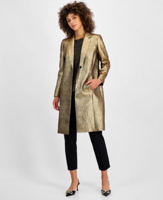 Kasper Women's Metallic Textured Coat,Regular and Petite
