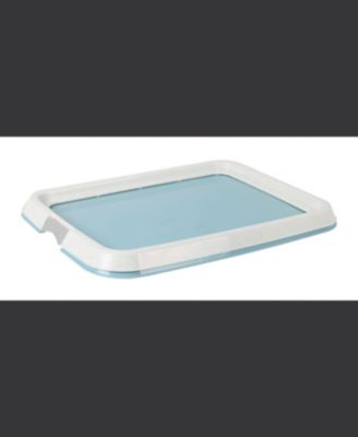  Pad Holder, Fits 17"x24" or Larger, Medium, Puppy Dog Pad Hoder, Secured Latches, Non-Skid Rubber Feet, High Polish Finish for Easy Cleaning, Leak Protection, Dog Potty Tray, Blue