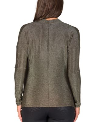 Women's Cowl Neck Long Sleeve Shimmery Fabric Top